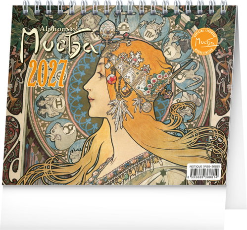 NOTIQUE Alfons Mucha 2027, 16,5 × 13 cm - Desk Calendar - Main image