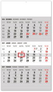 NOTIQUE 3-Month Standard Grey – with Slovak Name Days 2027, 29.5 × 43cm - Wall Calendar