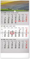 NOTIQUE 3měsíční Krajina šedý – s českými jmény 2027, 29,5 × 43 cm - Wall Calendar