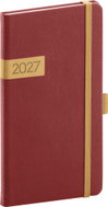 NOTIQUE kapesní Twill 2027, bordó-zlatý, 9 × 15,5 cm - Planner