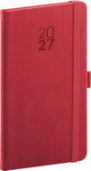NOTIQUE kapesní Diamante 2027, červený, 9 × 15,5 cm - Planner