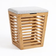 NUXIO bamboo laundry basket with seat, 40 × 40 × 56 cm, white - Laundry Basket