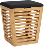 NUXIO Bamboo laundry basket with seat, 40 × 40 × 56 cm, black - Laundry Basket