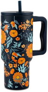 NAVA Greece "We Care" Tumbler with handle 900ml blue floral - Thermal Mug