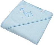 Baby terry towel with embroidery and hood 80×80 cm blue giraffe - Children's Bath Towel