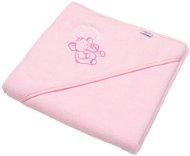 Baby terry towel with embroidery and hood 80×80 cm pink elephant - Children's Bath Towel