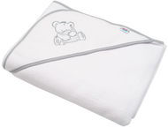 Baby terry towel with embroidery and hood 100×100 white bear - Children's Bath Towel