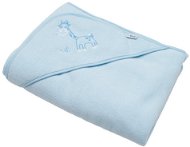 Baby terry towel with embroidery and hood 100×100 blue giraffe - Children's Bath Towel