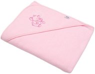 Baby terry towel with embroidery and hood 100×100 pink elephant - Children's Bath Towel