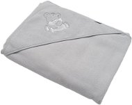 Baby terry towel with embroidery and hood 100×100 grey bear - Children's Bath Towel