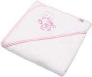 Baby terry towel with embroidery and hood 80×80 white elephant - Children's Bath Towel