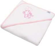 Baby terry towel with embroidery and hood 80×80 white elephant - Children's Bath Towel