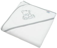 Baby terry towel with embroidery and hood 80×80 cm white bear - Children's Bath Towel