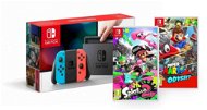 Nintendo Switch - Neon + Splatoon 2 + Super Mario Odyssey - Konzol