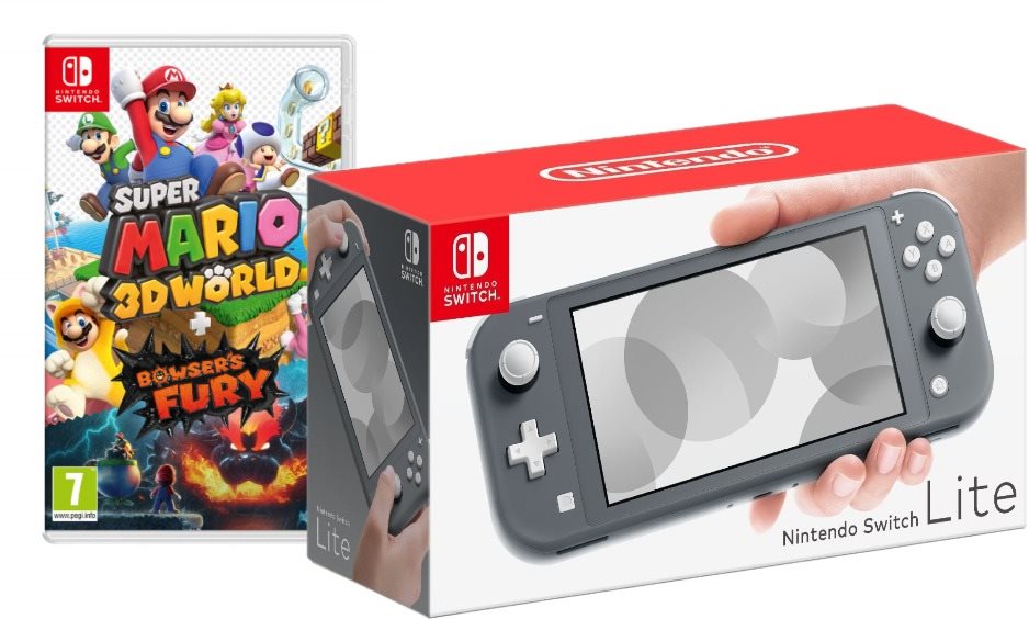 Nintendo Switch Lite – Grey + Super Mario 3D World - Herná konzola