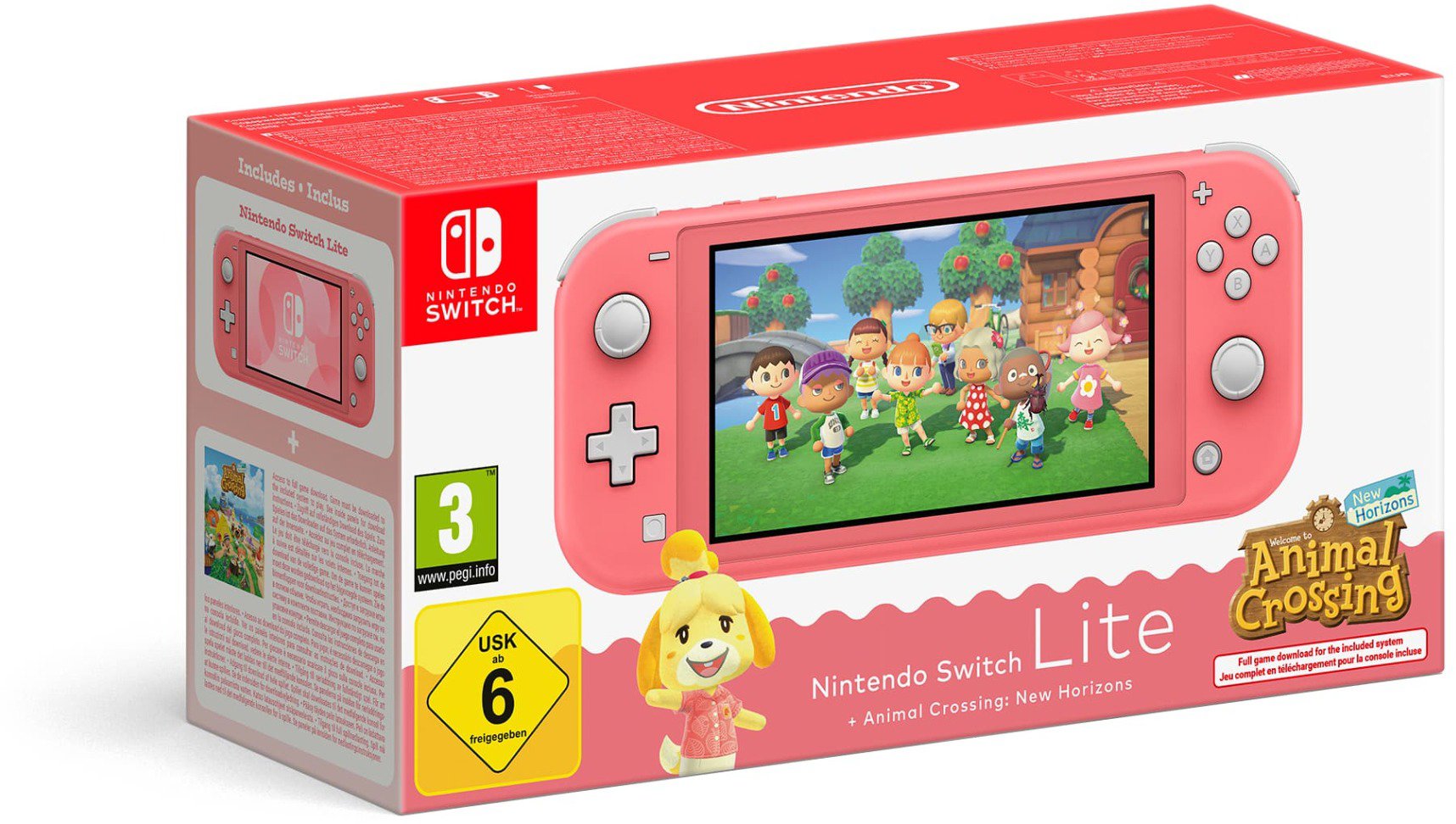 Nintendo Switch Lite - Coral + Animal Crossing New Horizons