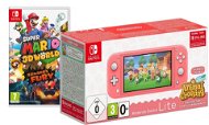 Nintendo Switch Lite - Coral + Animal Crossing + 3M NSO + Super Mario 3D World - Game Console