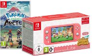 Nintendo Switch Lite - Coral + Animal Crossing + 3M NSO + Pokémon Legends: Arceus - Game Console