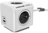Cubenest Powercube Extended USB PD 20W, A+C, 4x Steckdose, 3m, weiß/grau - Verlängerungskabel