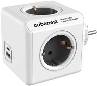 Cubenest Powercube Original USB PD 20 W, A+C, 4× zásuvka, biela/sivá – Schuko - Zásuvka