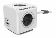 Cubenest Powercube Extended USB PD 20W, A+C, 4x zásuvka, 1,5m, bílá/šedá - Extension Cable