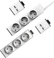 Allocacoc PowerStrip Modular Switch 1,5 m + Modul Strip + 2× USB modul - Zásuvka