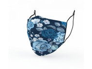 MODRÁ KVĚTINOVÁ NOSTALGIE - Nanorouška (dlouhodobé použití) LARGE- za uši - Surgical Mask