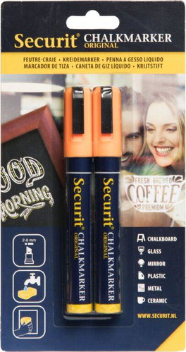 SECURIT Original, set of 2 medium chalk markers, orange - Markers - Main image
