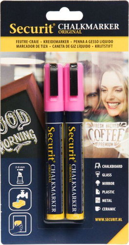 SECURIT Original, set of 2 medium chalk markers, pink - Markers - Main image