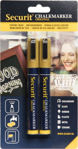 SECURIT Original, set of 2 medium chalk markers, gold - Markers - Main image