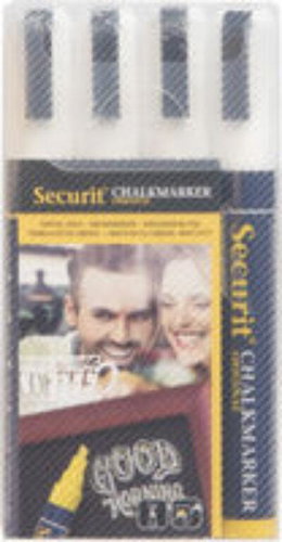 SECURIT Original, set of 4 medium chalk markers, white - Markers - Main image