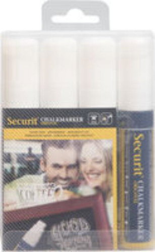 SECURIT Original, set of 4 strong chalk markers, white - Markers - Main image