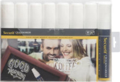 SECURIT Original, set of 8 thick chalk markers, white - Markers - Main image