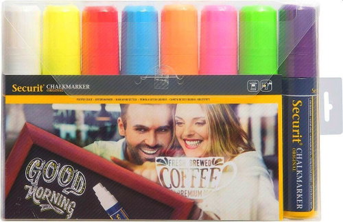 SECURIT Original, sada 8 hrubých kriedových popisovačov, žltá, modrá, zelená, červená - Popisovače - Hlavný obrázok
