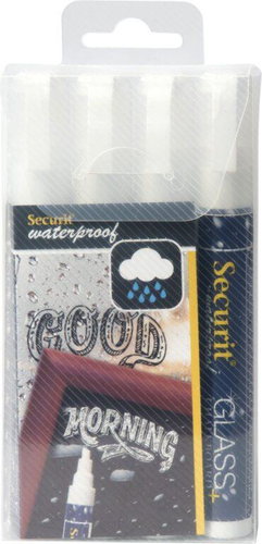 SECURIT Waterproof, set of 4 medium waterproof markers, white - Markers - Main image
