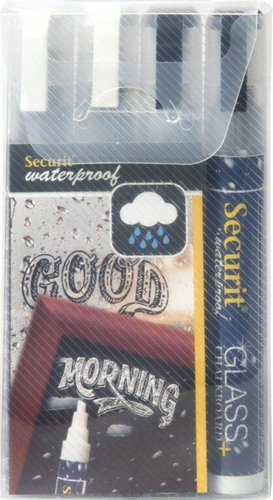 SECURIT Waterproof, set of 4 medium waterproof markers, colour 2 x white, 2 x black - Marker - Main image