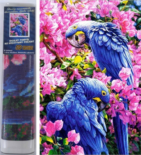 Norimpex Blue Parrots 30 × 40 cm - Diamond Painting - Main image