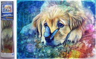 Norimpex Dog with butterfly 30 × 40 cm - Diamond Painting