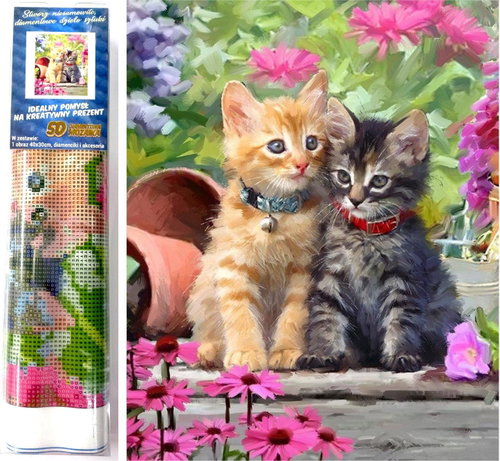 Norimpex Kittens in the garden 30 × 40 cm - Diamond Painting - Main image