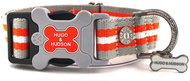 Hugo & Hudson Orange striped collar, Size L-Wide - Dog Collar