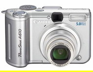 Sada Canon PowerShot A610 stříbrný (silver), CCD 5 Mpx, 4x zoom, 2" LCD, 4x AA, SD/ MMC + pouzdro Sa - Digital Camera