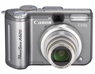 Sada Canon PowerShot A620 stříbrný (silver), CCD 7 Mpx, 4x zoom, 2" LCD, 4x AA, SD/ MMC + 512MB SD k - Digital Camera