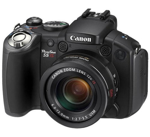 Canon PowerShot S5 IS, CCD 8 Mpx, 12x zoom, 2.5" LCD, 4x AA, SD/ MMC, stabilizátor  - Digital Camera - Main image