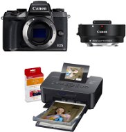Canon EOS M5 (fekete) + EF-EOS M + Canon SELPHY CP1200  (fekete) + RP-54 - Digitális fényképezőgép