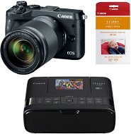 Canon EOS M6 čierny + EF-M 18–150 mm + Canon SELPHY CP1200 čierna + papiere RP-54 - Digitálny fotoaparát