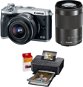Canon EOS M6 strieborný + EF-M 15–45 mm + 55–200 mm + Canon SELPHY CP1200 čierna + papiere RP-54 - Digitálny fotoaparát