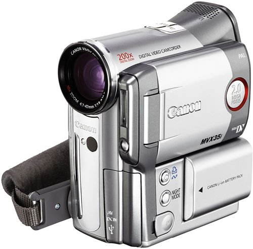 Canon DM-MVX35i, CCD 2.23 Mpx, 10x opt./ 200x dig. zoom, DO, SD/MMC, DV in/out, AV in/out - - - Main image