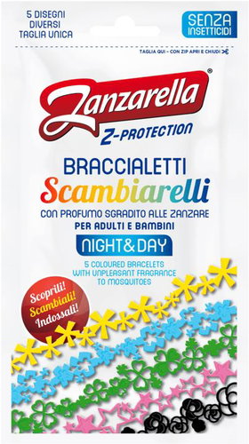 ZANZARELLA Z-Protection day/night glow bracelets (mix of colours) 5 pcs - Mosquito Repellent Bracelet - Main image