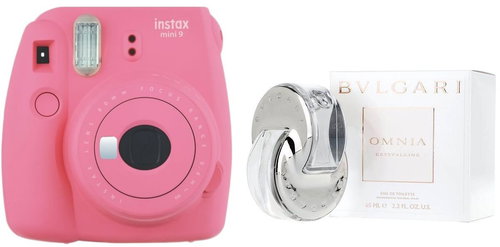 Fujifilm Instax Mini 9 pink + BVLGARI Omnia Crystalline EdT 65 ml - Instant Camera - Main image