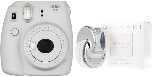 Fujifilm Instax Mini 9 White White + BVLGARI Omnia Crystalline EdT 65 ml - Instant Camera - Main image